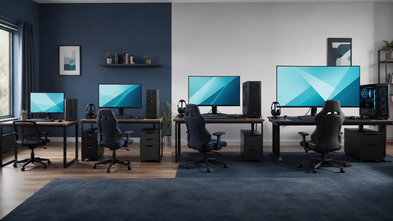 一般用途から高解像度ゲーム向けまで性能と規模が異なる4種類のPCデスク環境