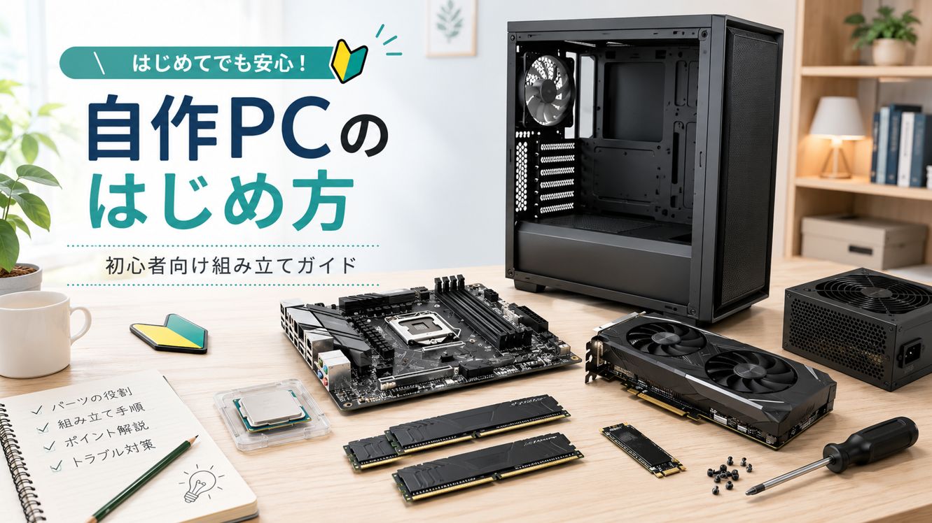 自作PC初心者向けに、PCパーツと組み立ての全体像をイメージした画像