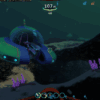 水深107m付近の海底に停めたシーモスを写したSubnauticaのプレイ画面