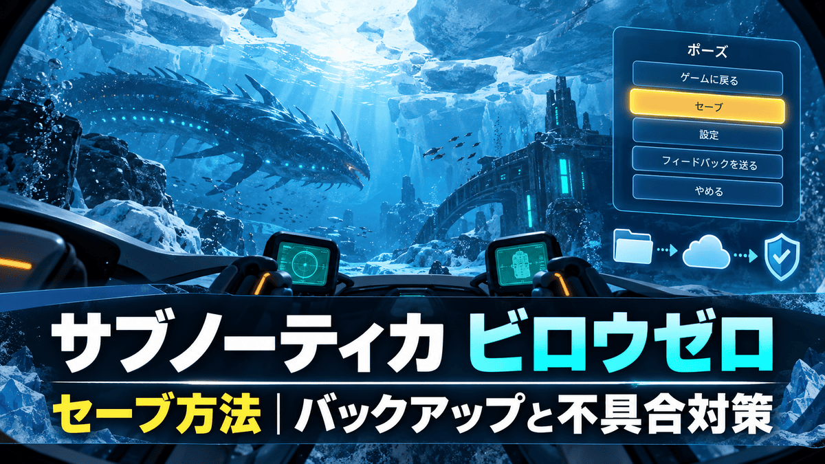 サブノーティカ ビロウゼロのセーブ方法・バックアップ・不具合対策をイメージしたアイキャッチ画像